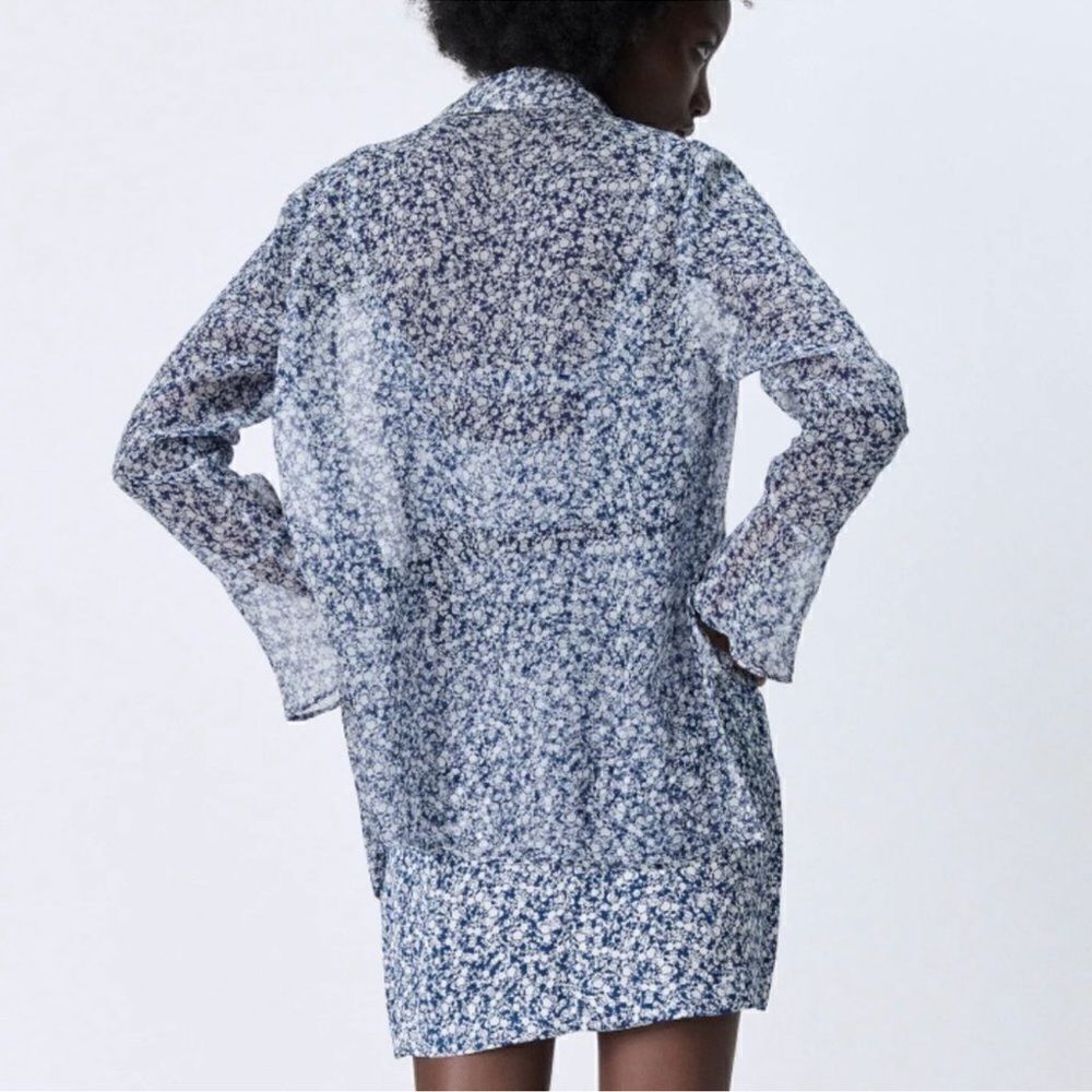 ZARA FLORAL PRINT BLOUSE - Picture 5 of 8